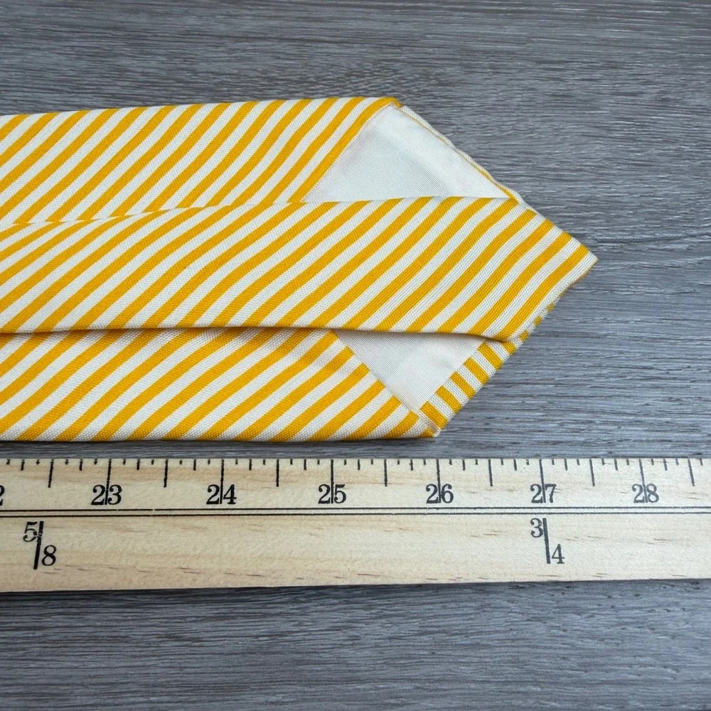 Polo Ralph Lauren Men Tie Silk Striped Yellow White One Size